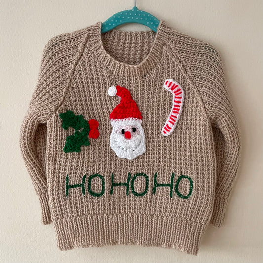 🎄Day 9🎄“Ho Ho Ho” Christmas Handmade Jumper Size Approx 1-2 Years