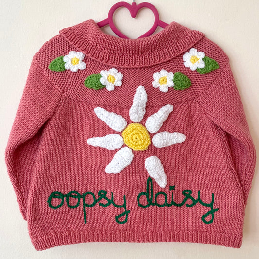 "Oopsy Daisy” Handmade Cardigan Size Approx 2-3 Years