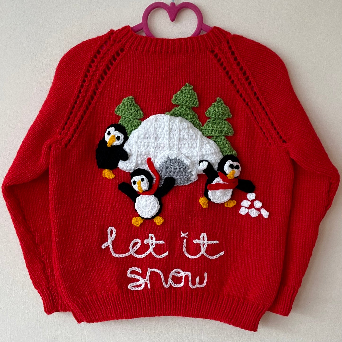 “Let It Snow” Handmade Christmas Cardigan Size Approx 3-4 Years