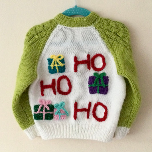 “Ho Ho Ho” Christmas Handmade Cardigan Size Approx 2-3 Years
