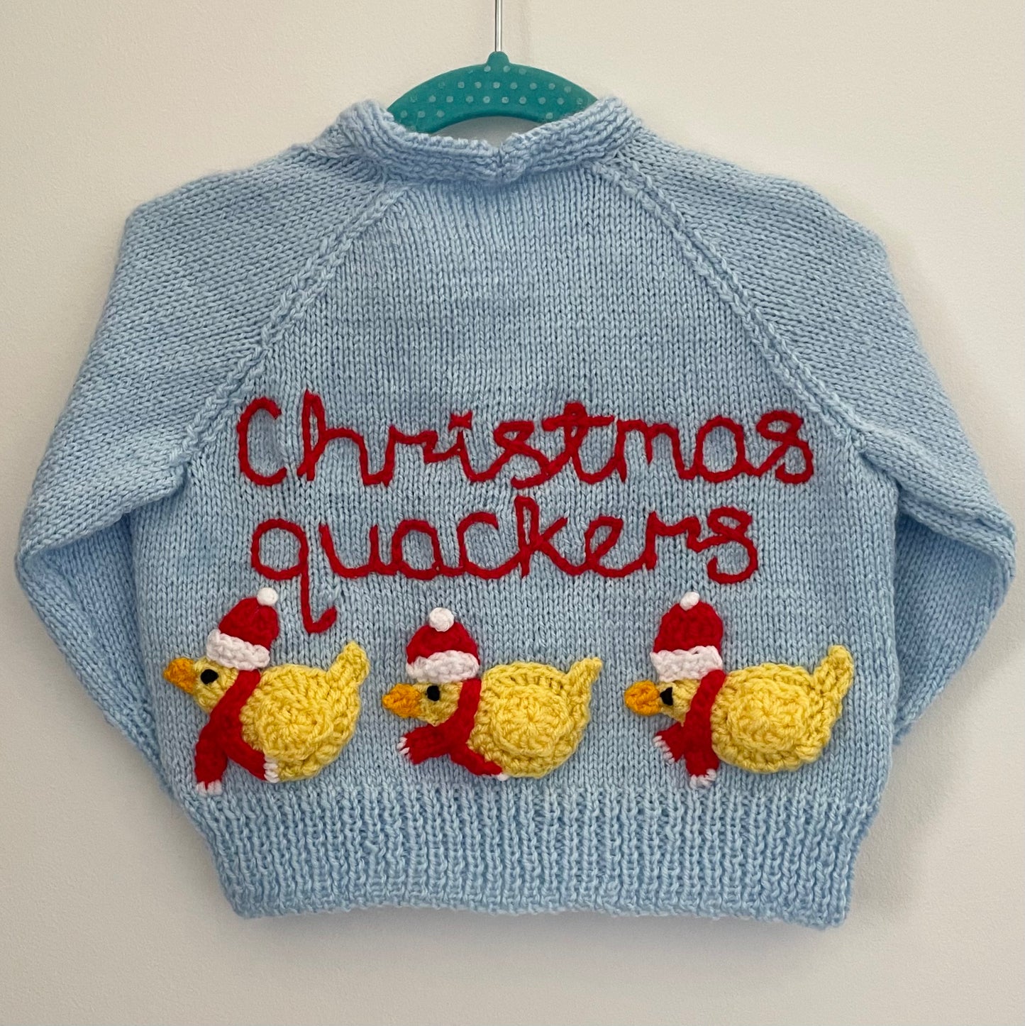 “Christmas Quackers” Christmas Handmade Cardigan Size Approx 1-2 Years