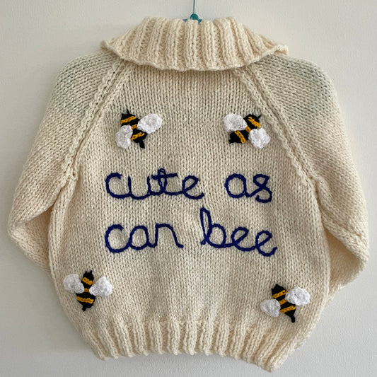 “Cute As Can Bee” Handmade Cardigan Size Approx 18 months - 2.5 Years