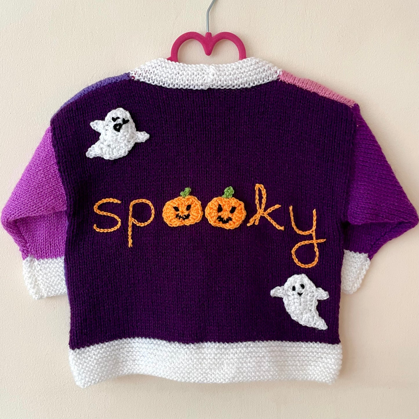 “Spooky” Ghost & Pumpkins Handmade Cardigan Size Approx 2-3 Years