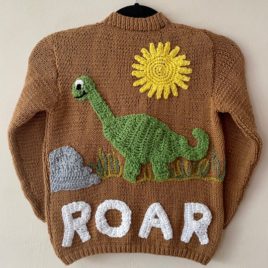 “ROAR” Handmade Cardigan Size Approx 6-8 Years