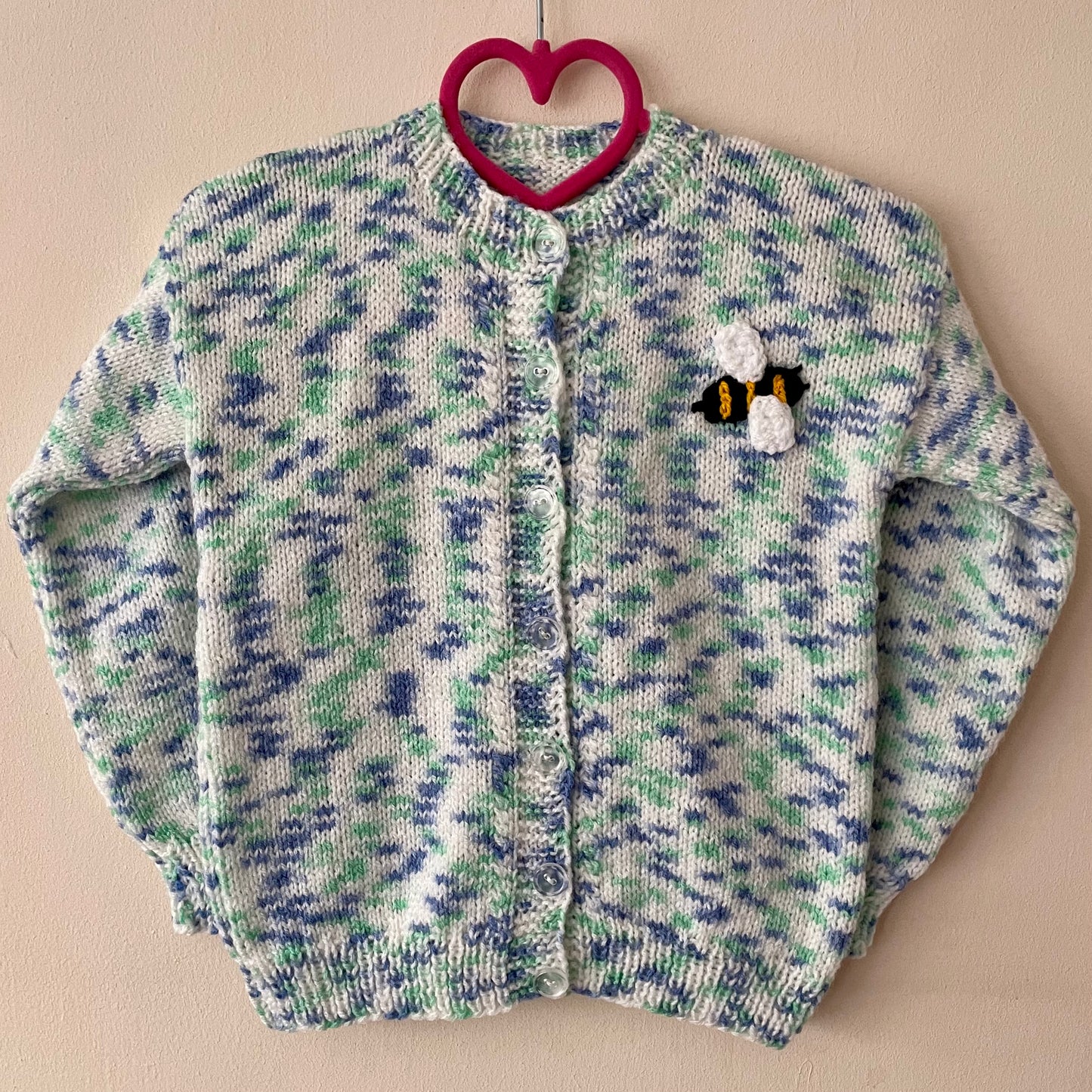 “Bee Happy” Sunflower & Bees Handmade Cardigan Size Approx 2-3 Years