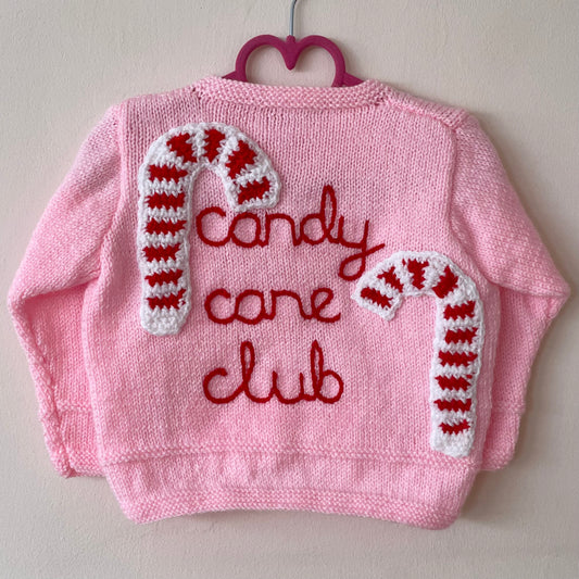 “Candy Cane Club” Christmas Handmade Cardigan Size Approx 2-3 Years
