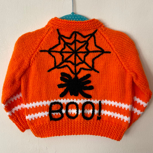 “BOO!” Spider & Web Handmade Cardigan Size Approx 1-2 Years