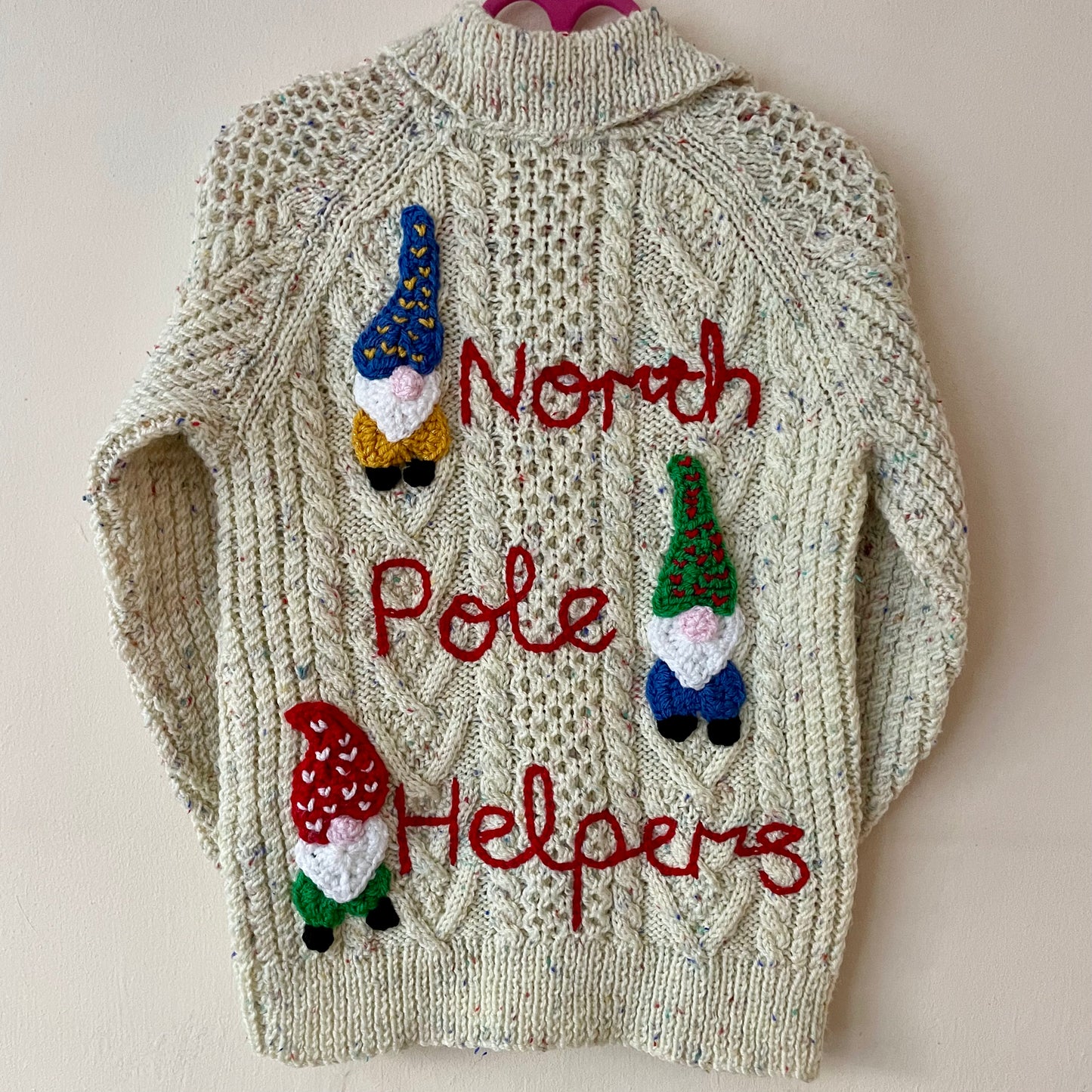 “North Pole Helpers” Christmas Handmade Cardigan Size Approx 3-5 Years