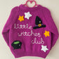 “Little Witches Club” Halloween Handmade Cardigan Size Approx 4-5 Years