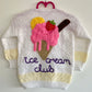 “Ice Cream Club” Handmade Cardigan Size Approx 2-3 Years