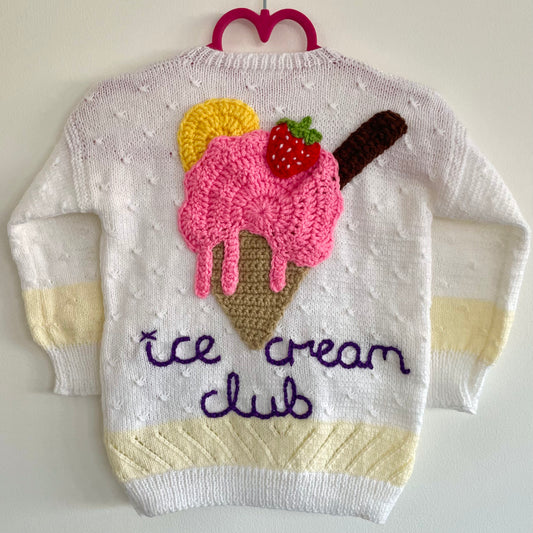 “Ice Cream Club” Handmade Cardigan Size Approx 2-3 Years