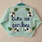 "Cute As Can Bee” Handmade Mint Cardigan Size Approx 1-2 Years