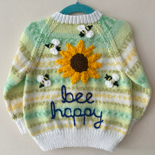 "Bee Happy” Handmade Cardigan Size Approx 2-3 Years