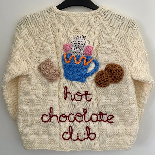 “Hot Chocolate Club” Handmade Jumper Size Approx 6-7 Years