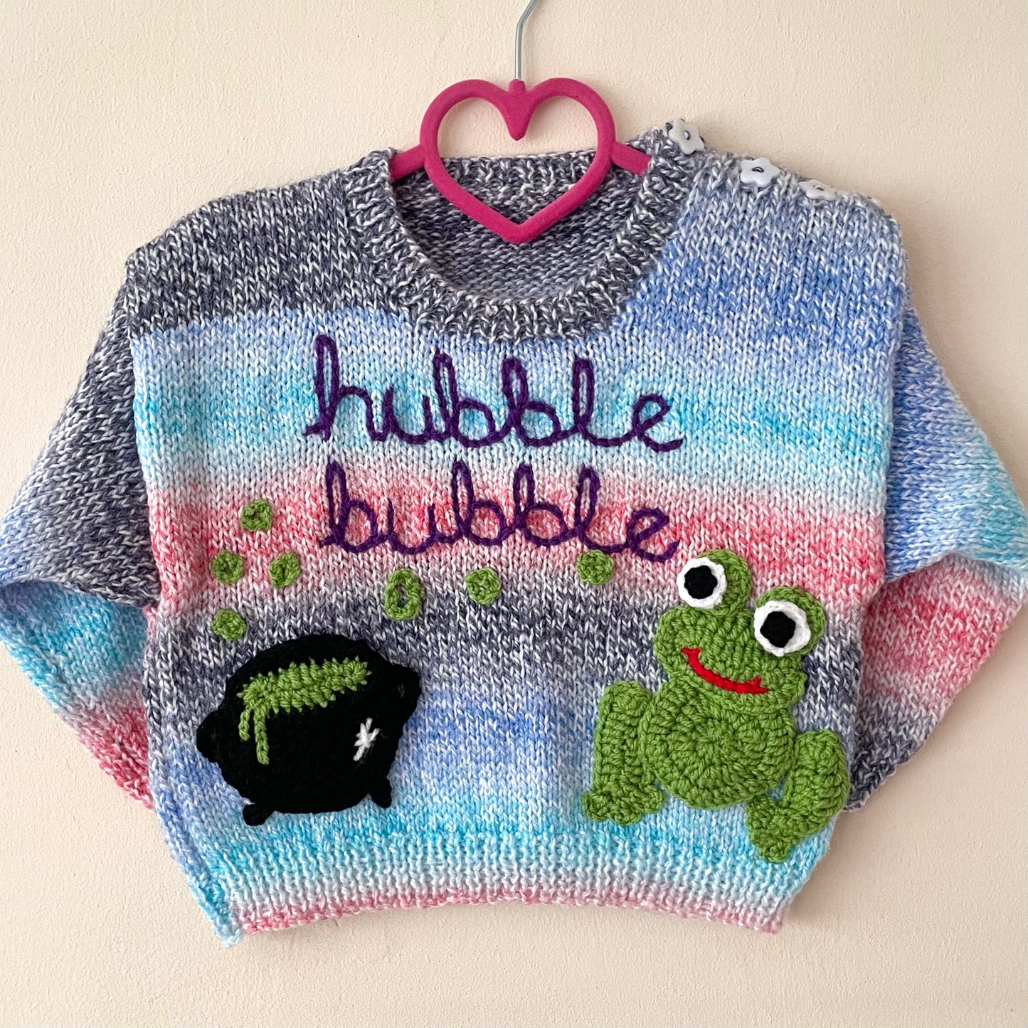 “Hubble Bubble” Cauldron Handmade Cardigan Size Approx 2-3 Years