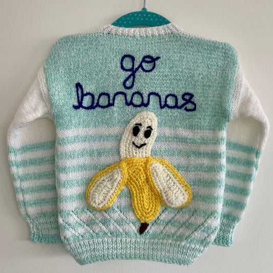 “Go Bananas” Handmade Cardigan Size Approx 2-3 Years
