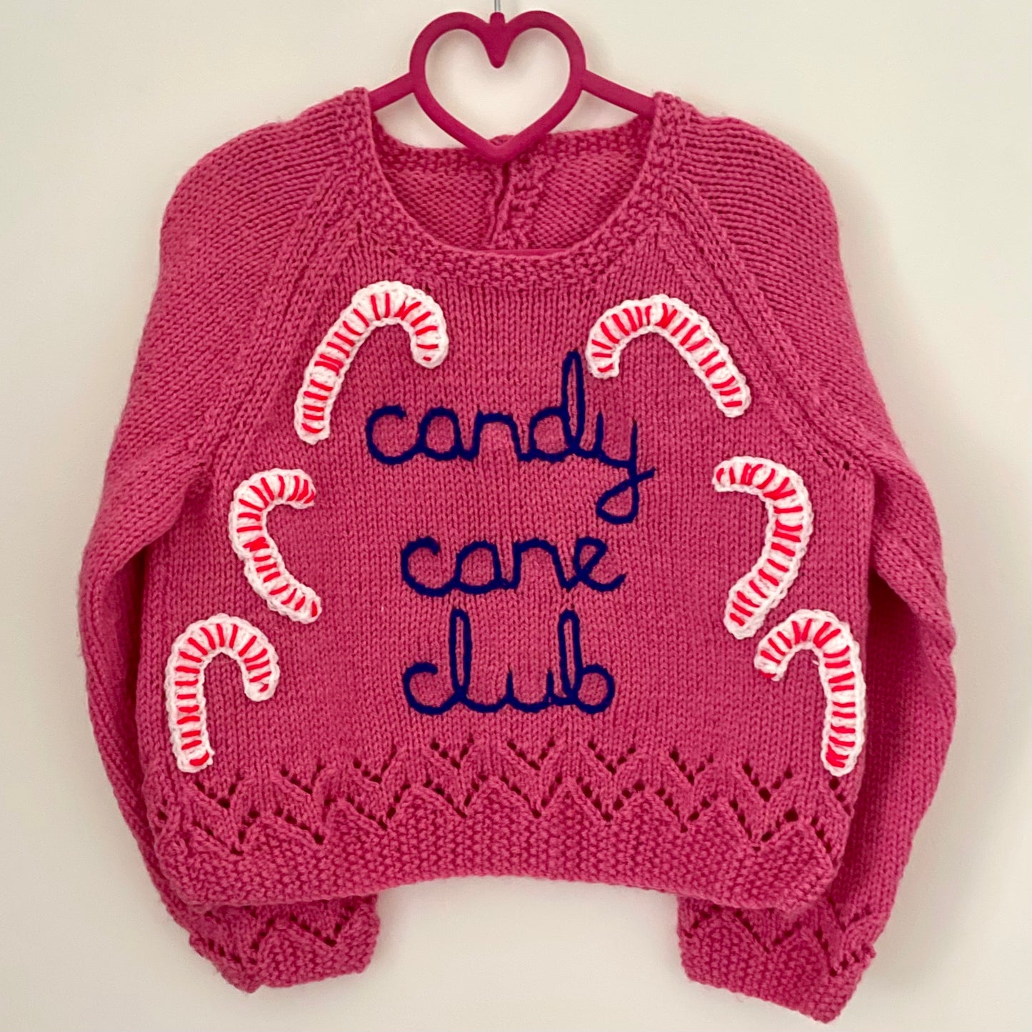 🎄Day 4🎄“Candy Cane Club” Christmas Handmade Jumper Size Approx 3-5 Years