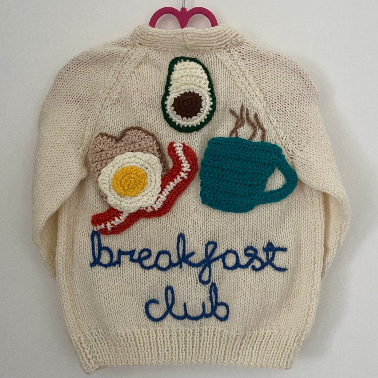 “Breakfast Club” Handmade Cardigan Size Approx 3-4 Years