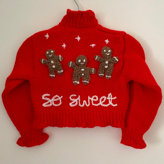 “So Sweet” Gingerbread Bolero Handmade Cardigan Size Approx 1-2 Years