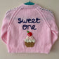 "Sweet One” Handmade Cardigan Size Approx 6-12 months