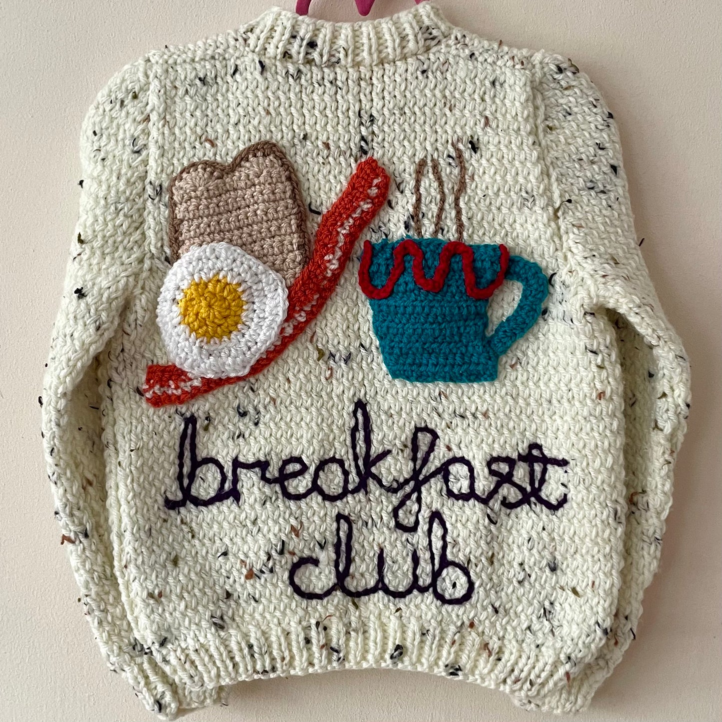 "Breakfast Club” Handmade Cardigan Size Approx 2-3 Years