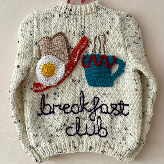 "Breakfast Club” Handmade Cardigan Size Approx 2-3 Years
