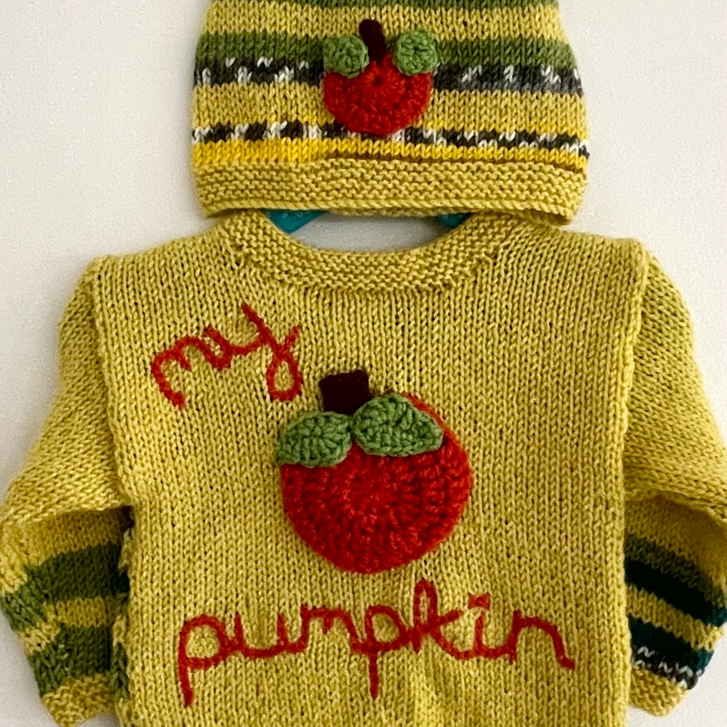 “My Pumpkin” Handmade Jumper and Hat Size Approx 6-12 months