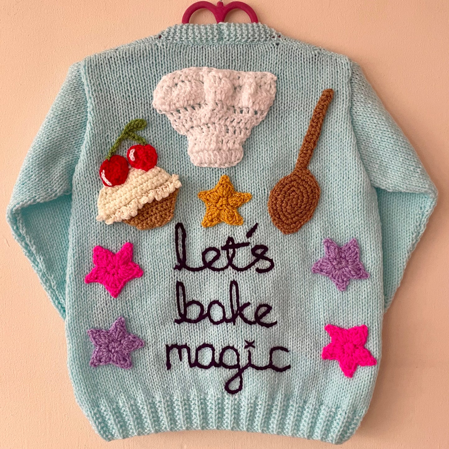 "Let's Bake Magic” Handmade Cardigan Size Approx 2.5-3.5 Years