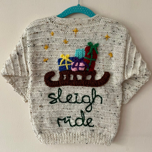 “Sleigh Ride” Handmade Christmas Jumper Size Approx 18 months-2.5 Years