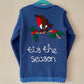 “Tis' The Season” Christmas Handmade Robin Cardigan Size Approx 4-5 Years