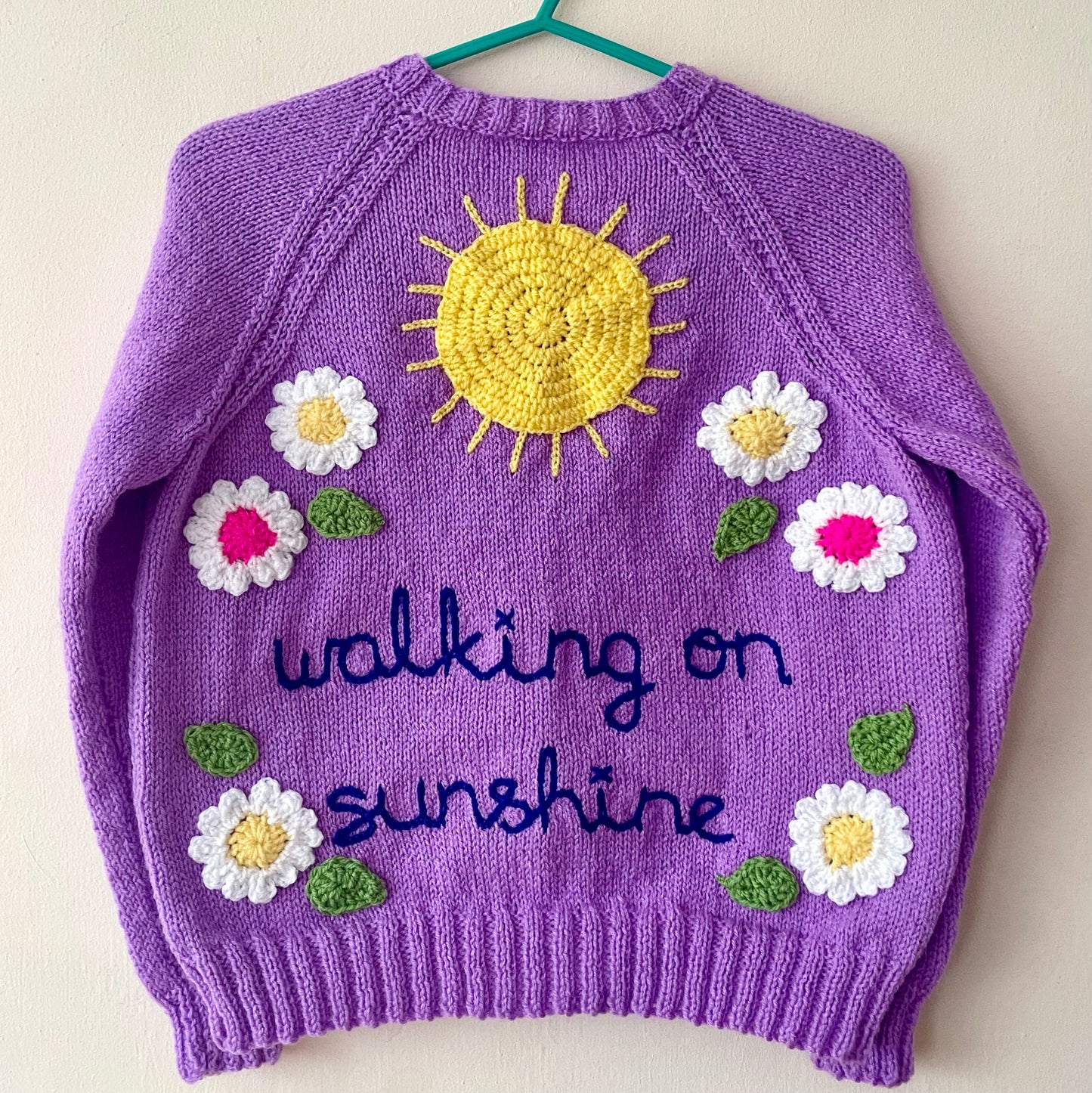 “Walking On Sunshine” Handmade Cardigan Size Approx 8-10 Years