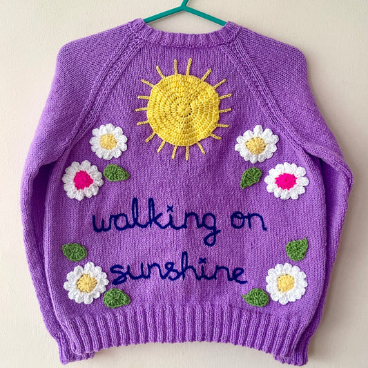 “Walking On Sunshine” Handmade Cardigan Size Approx 8-10 Years
