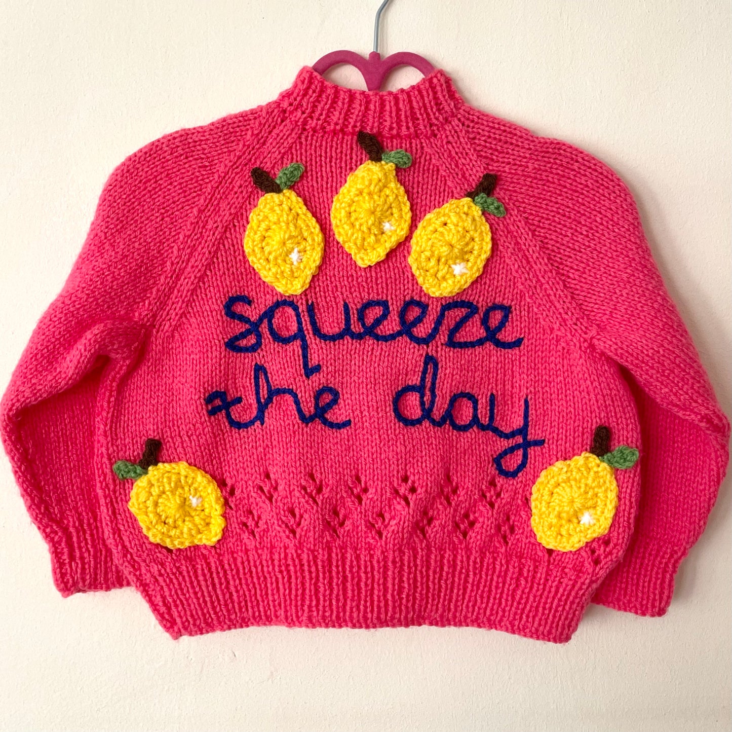 “Squeeze The Day” Lemons Handmade Cardigan Size Approx 2-3 Years