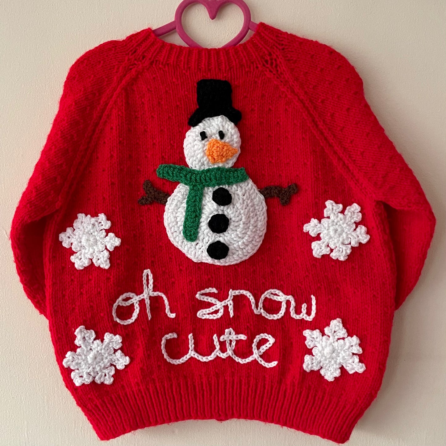 “Oh Snow Cute” Christmas Handmade Cardigan Size Approx 4-6 Years