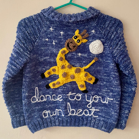 "Dance To Your Own Beat” Handmade Cardigan Size Approx 4-6 Years