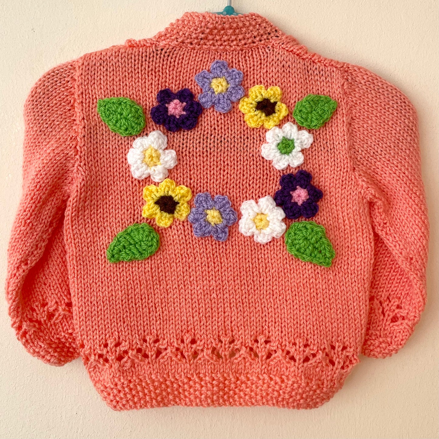 "Daisies” Handmade Cardigan Size Approx 0-6 Months