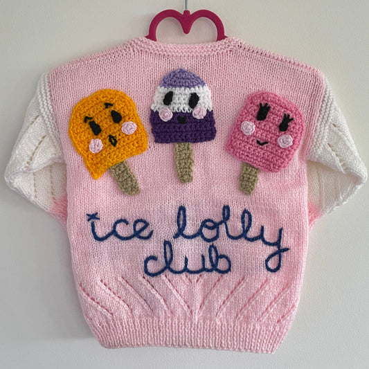 “Ice Lolly Club” Handmade Cardigan Size Approx 18 months - 2.5 Years