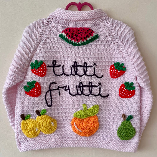 "Tutti Frutti” Handmade Cardigan Size Approx 2.5-3.5 Years