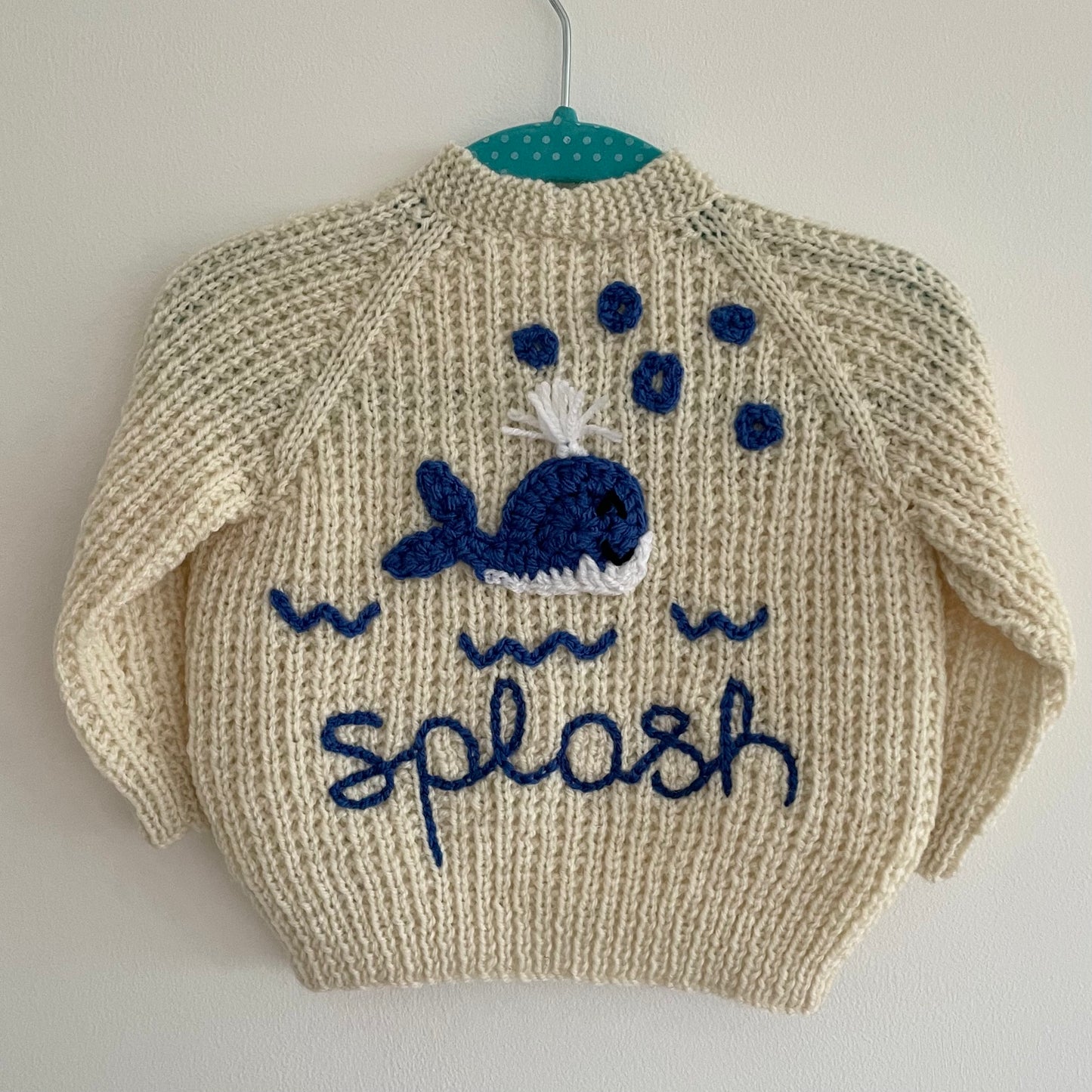 “Splash” Whale Handmade Cardigan Size Approx 6-12 months