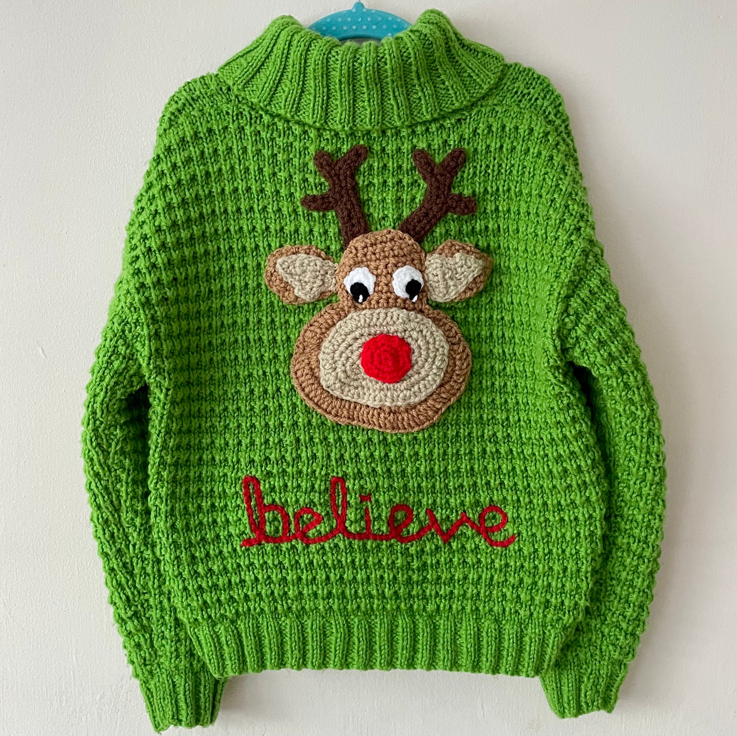“Believe” Christmas Handmade Jumper Size Approx 4-5 Years