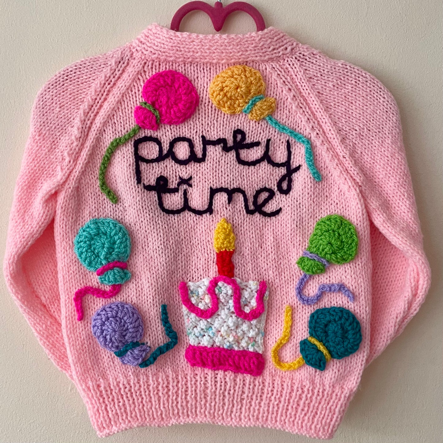 "Party Time” Handmade Cardigan Size Approx 1-2 Years