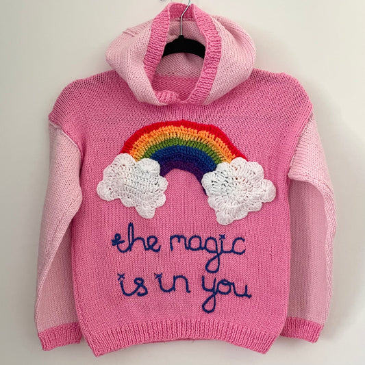 “The Magic Is In You” Handmade Hooded Jumper Size Approx 6-8 Years