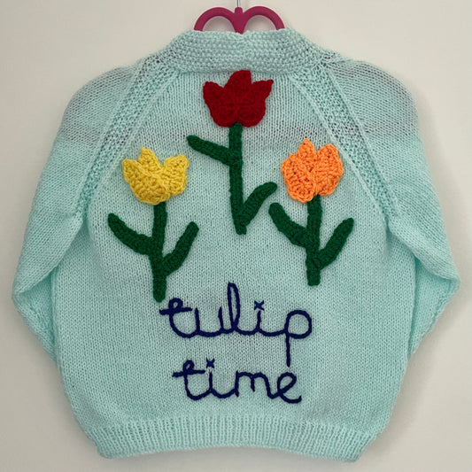"Tulip Time” Handmade Cardigan Size Approx 2-3 Years