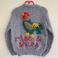 “Rise and Shine” Cockerel Handmade Cardigan Size Approx 4-6 Years