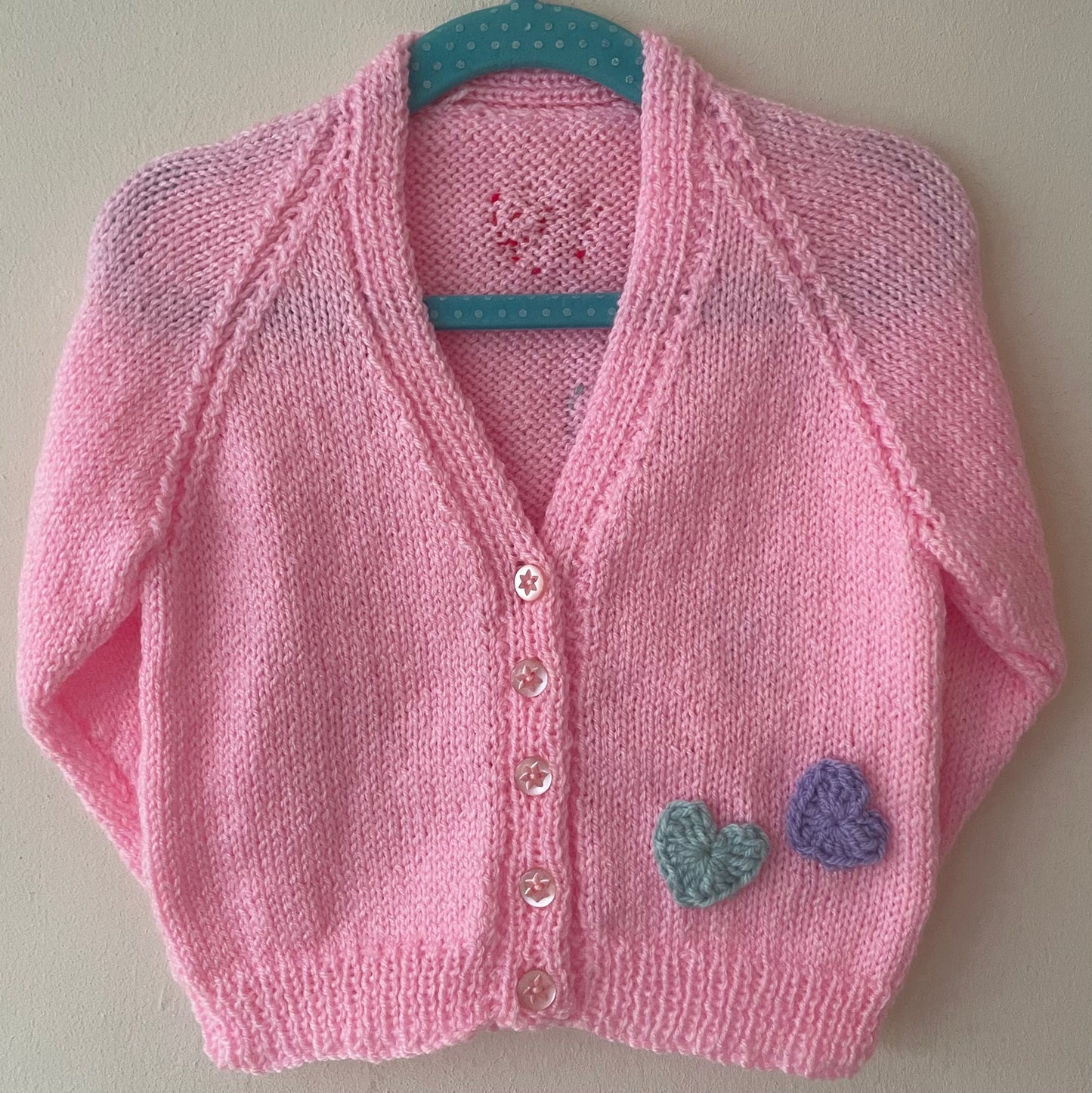 Love Hearts Handmade Cardigan Size Approx 1-2 Years