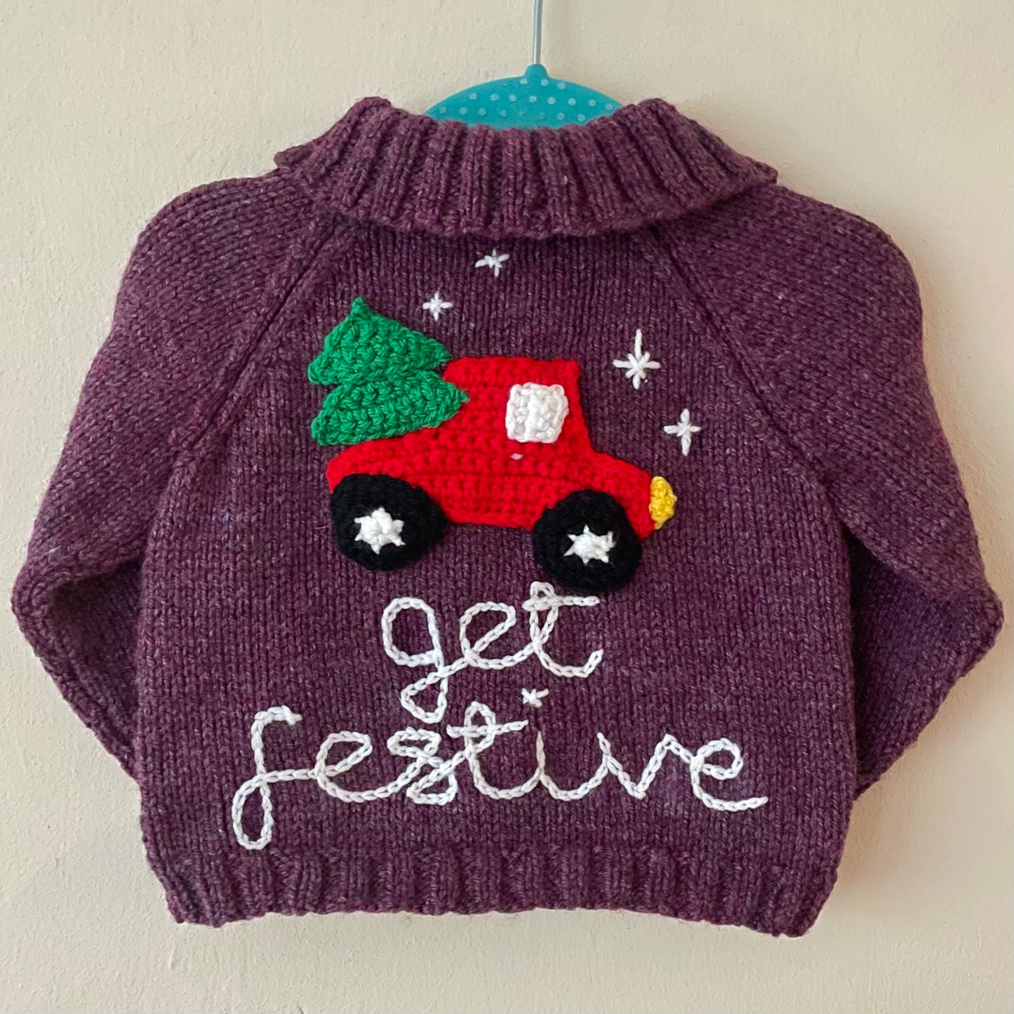 “Get Festive” Christmas Handmade Cardigan Size Approx 6-12 Months