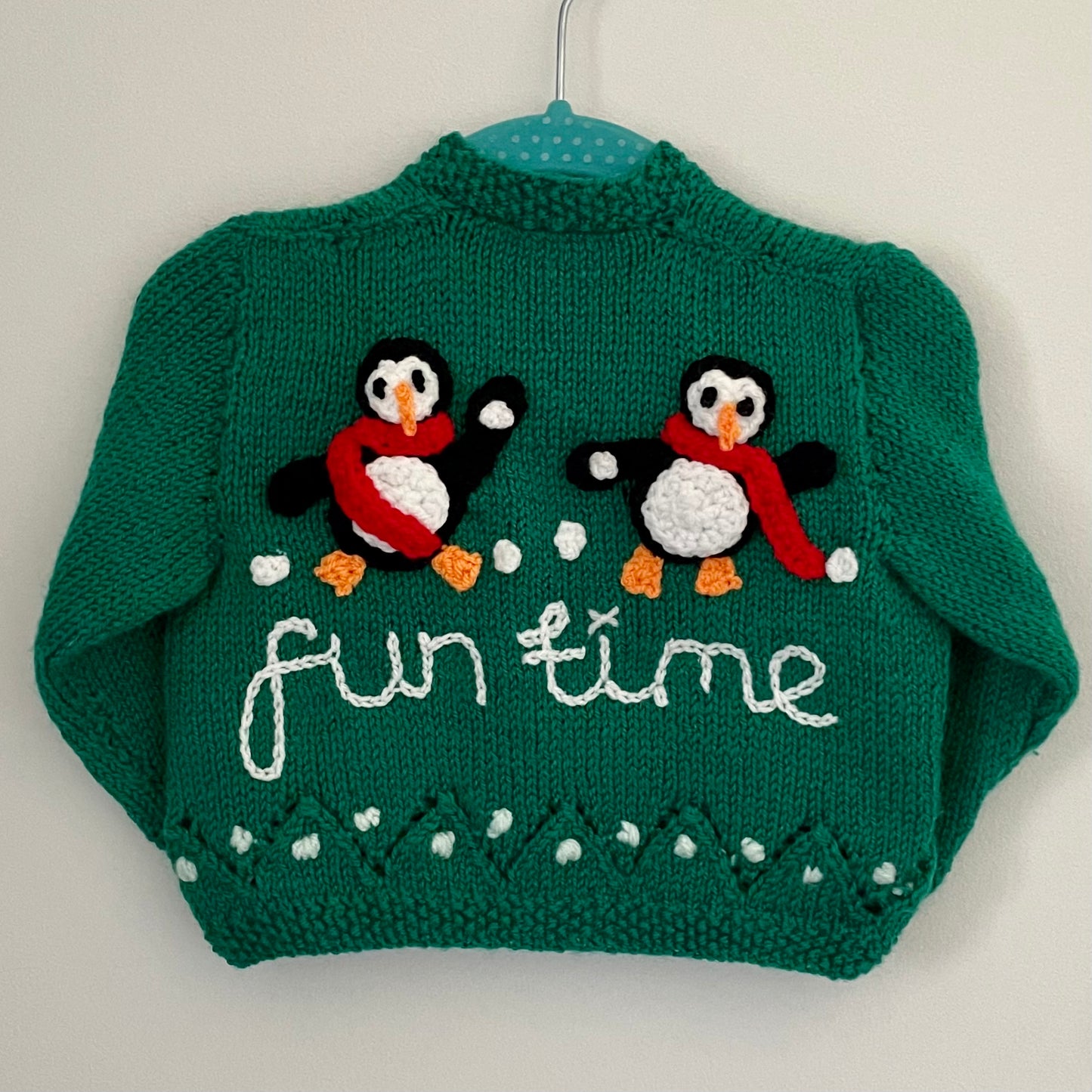 “Fun Time” Christmas Handmade Cardigan Size Approx 6-12 Months