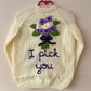 “I Pick You” Handmade Flower Cardigan Size Approx 3-5 Years