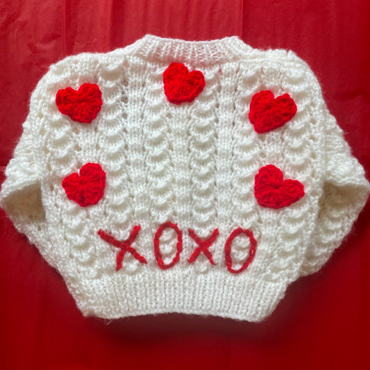 Handmade Valentines Newborn Cardigan Size Approx 0-3 Months