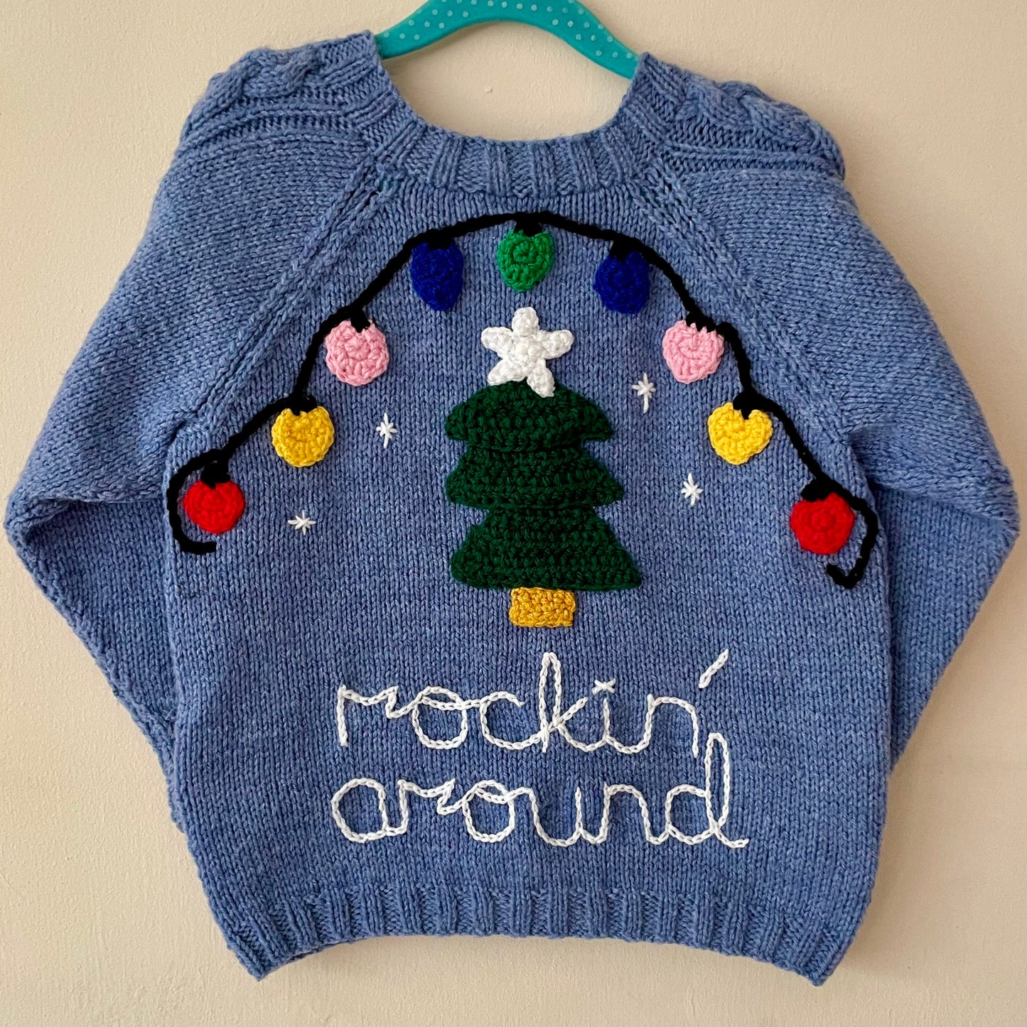“Rockin' Around” Christmas Handmade Cardigan Size Approx 6-8 Years